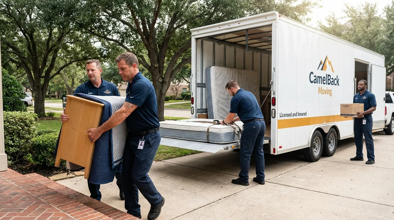 Crew loading residential truck for cross-state move from Boonsboro, MD